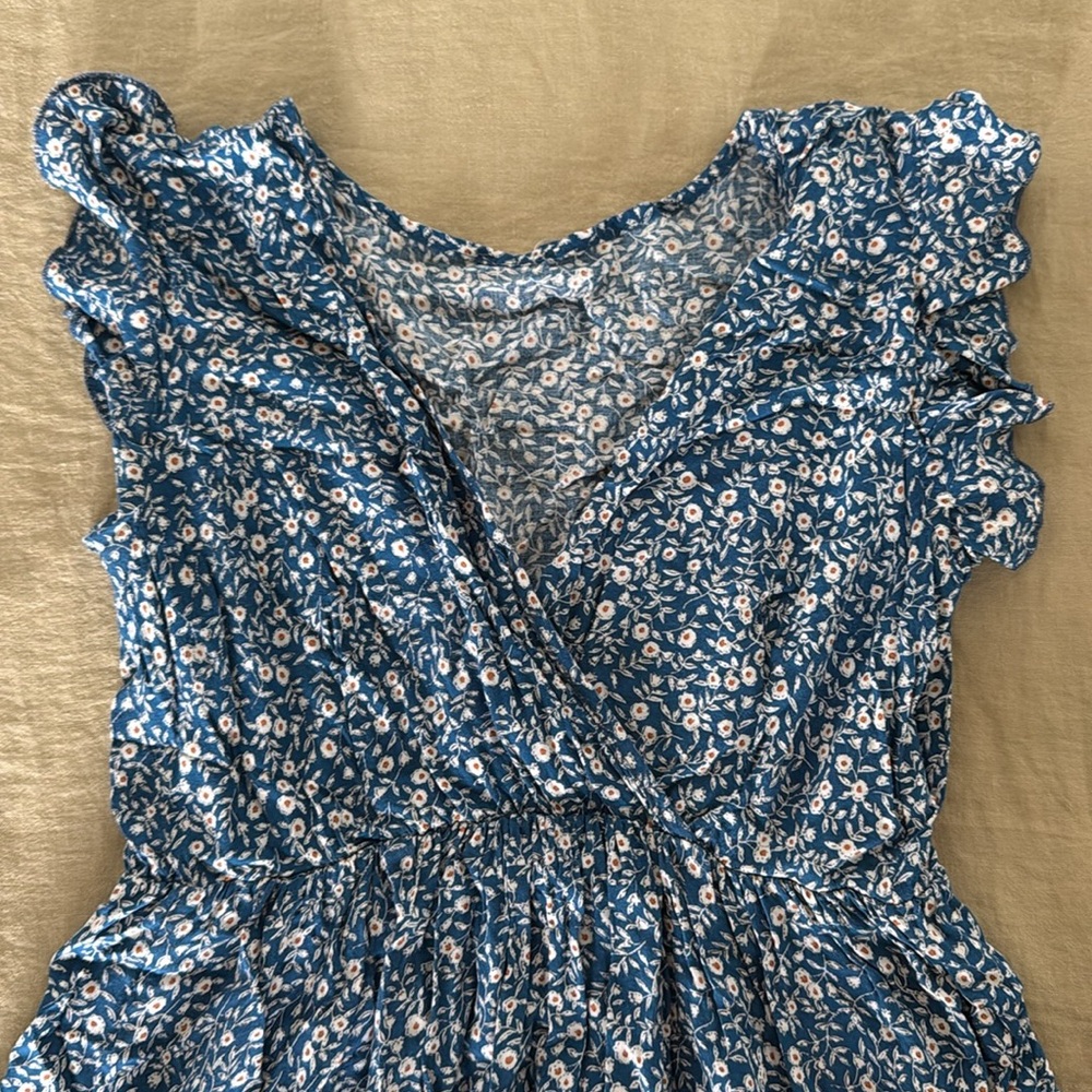 Blue Floral Ruffle Dress - Picture 2 of 2